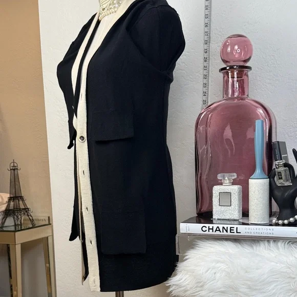 NWOT J.Crew Long Merino Wool Cardigan - Black & Ivory - Size M - Picture 7 of 11